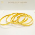 24K Gold-Plated Handmade Plain Bangle Sets - Timeless Elegance for Every Occasion (1 Pair)