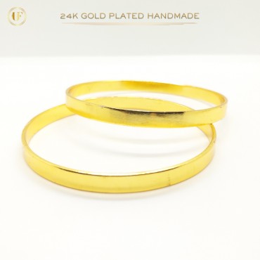 24K Gold-Plated Handmade Plain Bangle Sets - Timeless Elegance for Every Occasion (1 Pair)