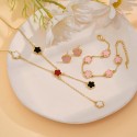 Lucky Five-Petal Clover Jewelry Set | Necklace, Earrings & Bracelet | Elegant European Style