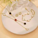 Lucky Five-Petal Clover Jewelry Set | Necklace, Earrings & Bracelet | Elegant European Style