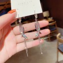 Korean Dongdaemun Cross Tassel Zircon Earrings | Long Slim Fashion Ear