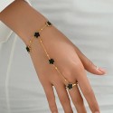 Vintage Luxury Floral Link Finger Chain with Natural Stone Accents | Ultimate Fine Jewelry