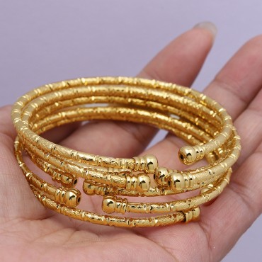 24K Gold-Plated Double Bead Bracelet | Middle East Dubai Wedding Jewelry