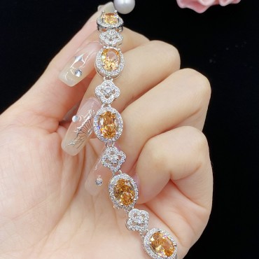 Champagne Color Zircon Full Diamond Bracelet for Women | Ultimate Fine Luxurious Elegance Collection