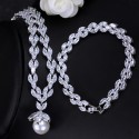 Zircon Imitation Pearl Necklace Earrings Set Bracelet Ring Wedding Dress Evening Party Dress Accessories