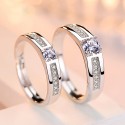 Simple Korean Copper-Plated Silver Diamond Couple Ring | Elegant Couple Jewelry