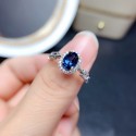 Simple Sapphire Stone Ring with Zircons | Elegant Jewelry for Women