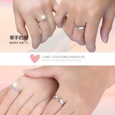 Male and Female Couple Live Ring Copper Plated Silver