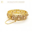 24K Gold-Plated Handmade Bangles Accented with Multicolor Stones and White Pearls | Artistic Elegance (1 Pair)