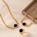 Korean Version of INS Geometric Oil Drop Diamond Bracelet Ring Necklace Set