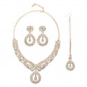 European and American Luxury Retro Crystal Necklace Set – Clavicle Chain 3-Piece Set for Women