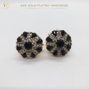 24K Gold-Plated Handmade Stud Earrings with Emerald Stones | Ultimate Fine Timeless Elegance