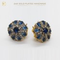 24K Gold-Plated Handmade Stud Earrings with Emerald Stones | Ultimate Fine Timeless Elegance