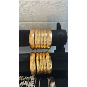 Beautiful Gold-Plated Handmade Textured 6 Bangles Set | Ultimate Fine Timeless Craftsmanship