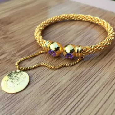 Buy 24K Gold Plated Twisted Wire Handmade Bangles with Stone | Single Bangle