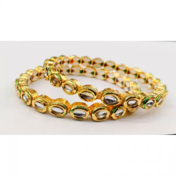 Gold Plated Kundan Bangles Get Online in Pakistan | (1 Pair)