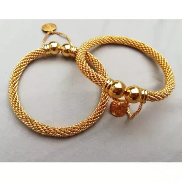 Gold Plated Hand Crafted Wire Bangles | (1 Pair)