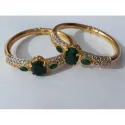 24K Gold Plated Handmade Emerald Bangles | (1 Pair)