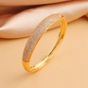 18K Gold Micro-Inlaid Zircon Open Buckle Bracelet for Ladies - Ultimate Fine | Single Bangle