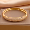 18K Gold Micro-Inlaid Zircon Open Buckle Bracelet for Ladies - Ultimate Fine | Single Bangle