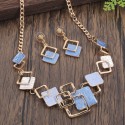 Geometric Square Necklace & Earrings Set – High-Grade Zinc Alloy with Color Oil Drop Design