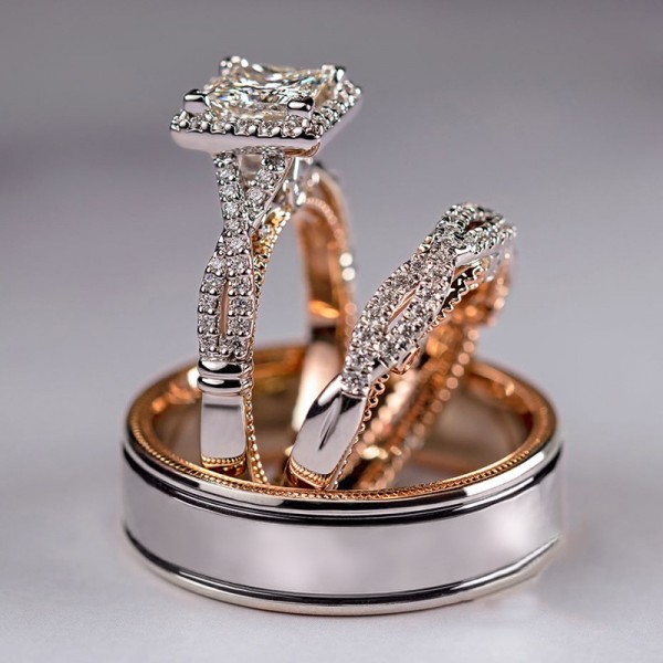 Three-Piece Ring Set, Rose Gold Color Separation | Fashionable Rings for Women – Ultimate Fine