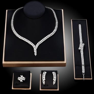 Saudi Arabia Fashion Jewelry Set – AAA Zircon Micro-Inlaid Diamond Bridal Necklace