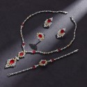 New Bohemian Bridal Copper Inlaid 3A Colored Zircon Tassel Necklace & Earrings Set – Banquet Dress Popular Accessories