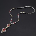 New Bohemian Bridal Copper Inlaid 3A Colored Zircon Tassel Necklace & Earrings Set – Banquet Dress Popular Accessories