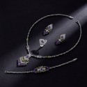 Original Hollow Design Light Luxury Zirconium Necklace and Earrings 4-Piece Set