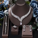 SHEIN Hot-Selling Jewelry Four-Piece Set – Necklace, Earrings, Ring & Bracelet with 3A Zircon