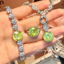 Exquisite Bird's Nest Cut Pendant Necklace with High Carbon Diamonds and Colored Gemstone Bracelet Set