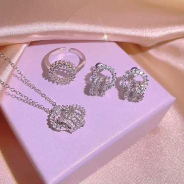 Three-Piece Jewelry Set | Stylish Necklace, Earrings, and Ring for Women