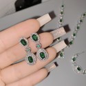 Cross-Border Hot-Selling Emerald Four-Piece Set – Retro French Style Necklace, Earrings, Bracelet & Ring