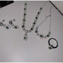 Cross-Border Hot-Selling Emerald Four-Piece Set – Retro French Style Necklace, Earrings, Bracelet & Ring