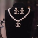 Chanel-Inspired Double C Necklace and Earrings Set | Light Luxury Clavicle Chain Accessories