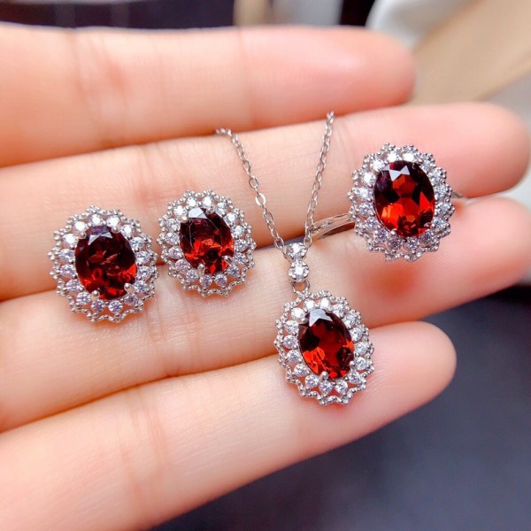 Ruby Open Ring with Fashion Pendant for Women | Elegant Jewelry