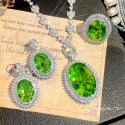 Aquamarine Gem Necklace & Colored Earrings Set