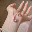 Medieval Style Pink Diamond Pendant Necklace & Ring Earrings Set