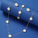 Cross-Border Hot Sale Lucky Five-Petal Flower Clover Earrings & Necklace Set