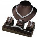 New 4-Piece Bridal Set – Copper Micro-Inlaid Zircon Necklace, Earrings, Bracelet, Ring