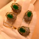 24K Gold Plated Handmade Locket Set – Emerald and Zircon Brilliance