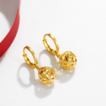 Xuping Alloy Electroplating Hollow Four-Leaf Ball Flower Earrings | Stylish Jewelry