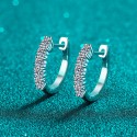 925 Sterling Silver Small Row Diamond Moissanite Earrings for Women - Timeless Elegance