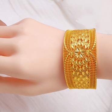 Cross-Border Hot Selling 24K Gold-Plated Sand Gold Bracelet - Perfect for Brides