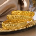 Cross-Border Fashion Dubai Gold Bracelet - Hollow Carved Totem Bridal Jewelry (Single Bangle)