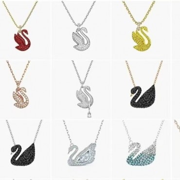 Gradient Blue, Red, Pink, White, and Black Swan Necklace for Women