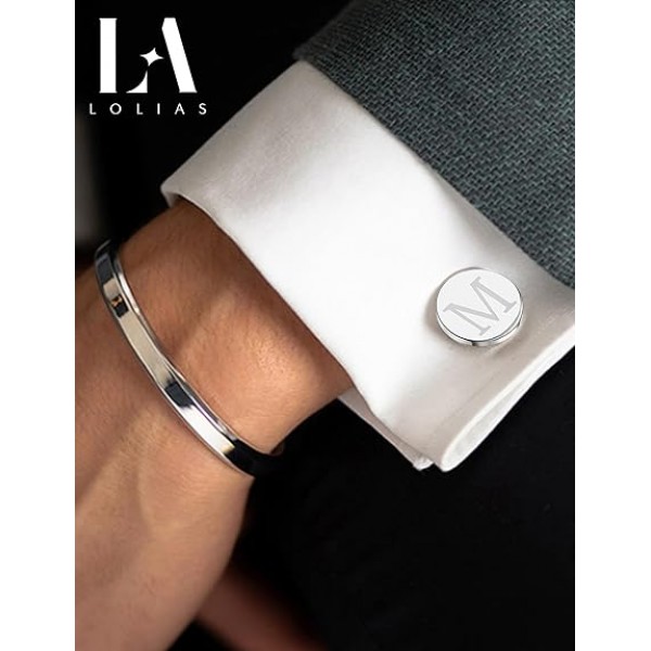 LOLIAS Classic Initial Cufflinks for Men | Elegant Accessories with Gift Box