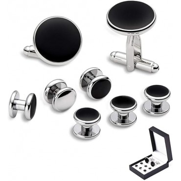 Zealmer 316L Stainless Steel Cufflinks Shirt Studs Business Wedding Gifts for Men