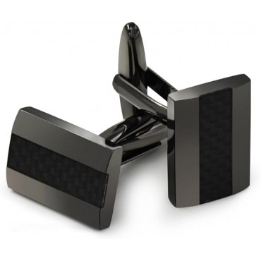 Mr.Van Handcrafted Carbon Fiber Cufflinks | Rhodium Plated Cuff Links Set for Business & Special Occasions